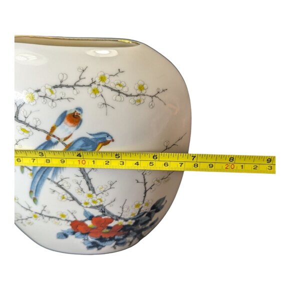 Vintage Set of 2 JAY Fine China Porcelain Vase Set With Bluebirds & Floral Motif - Picture 6 of 13